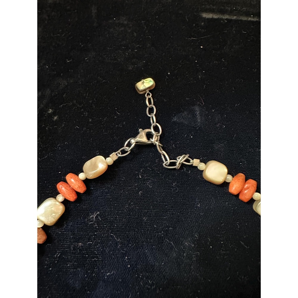 Silpada Pendant Necklace N1260 Coral Mother of Pearl & Sterling Silver Retired - Picture 3 of 6
